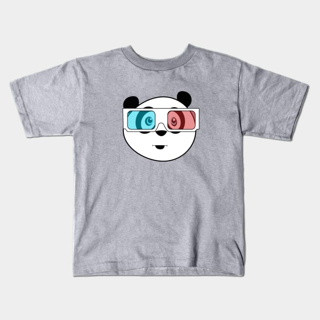 Panda - 3D Glasses Kids T-Shirt by adamzworld